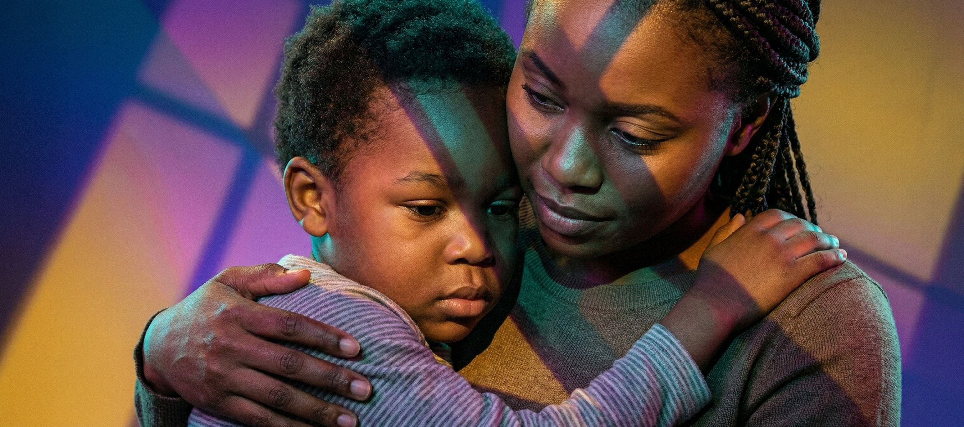 A mother holding her child